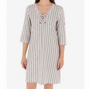 Beechers Brook Pinstripe Lace-Up Women's Tunic Dress Size M/M